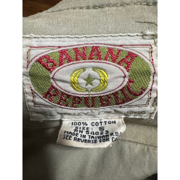 Vintage Banana Republic Safari Vest 100% Cotton Packable Hood Zip Utility Size S - Picture 6 of 6